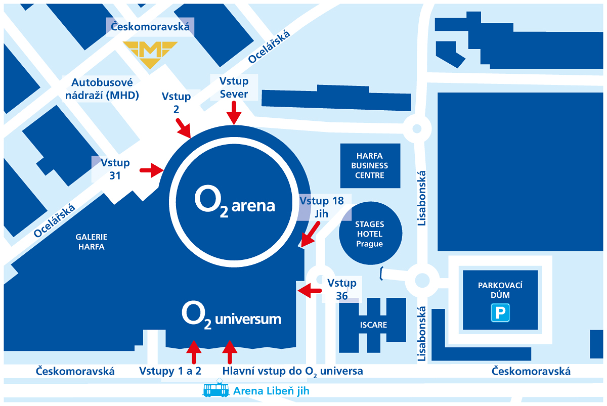 O2 Arena mapa