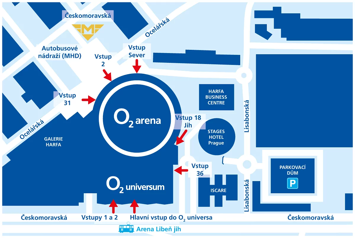 O2 Arena mapa