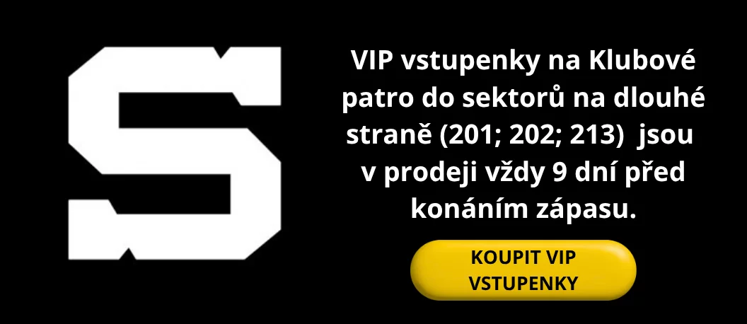 VIP vstupenky na Klubové patro do sektorů na dlouhé straně (201; 202; 213) jsou v prodeji vždy 9 dní před konáním zápasu.KOUPIT VIP VSTUPENKY