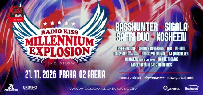 Světový koncept Radio Kiss Millennium Explosion roztančí O2 arenu v sobotu 21. listopadu 2026